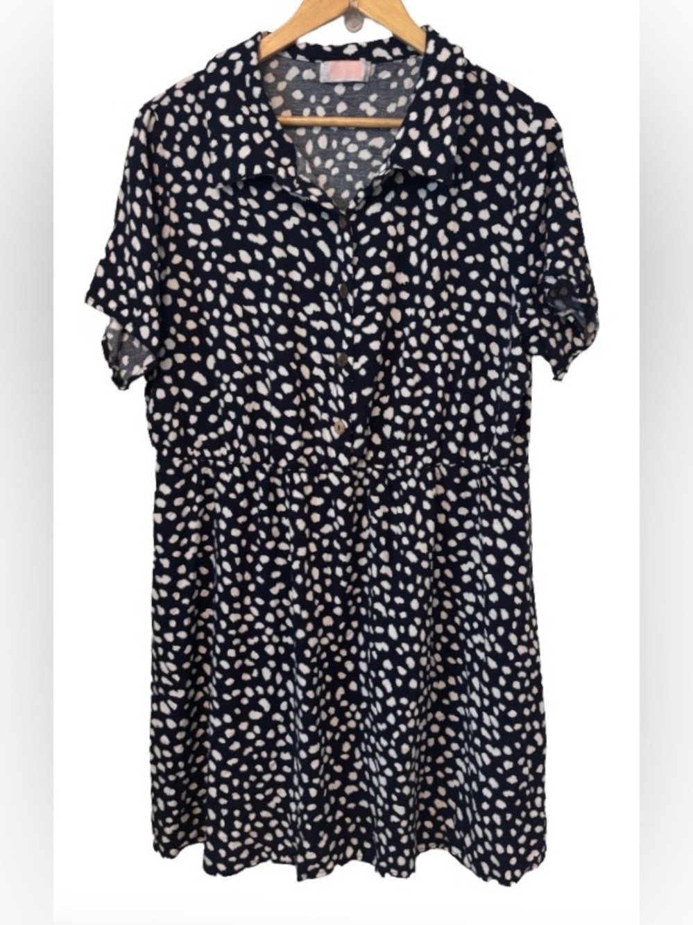 C+D+M nvy & wht polka dt s\s shrtdrss WM 1X preppy comfy casual